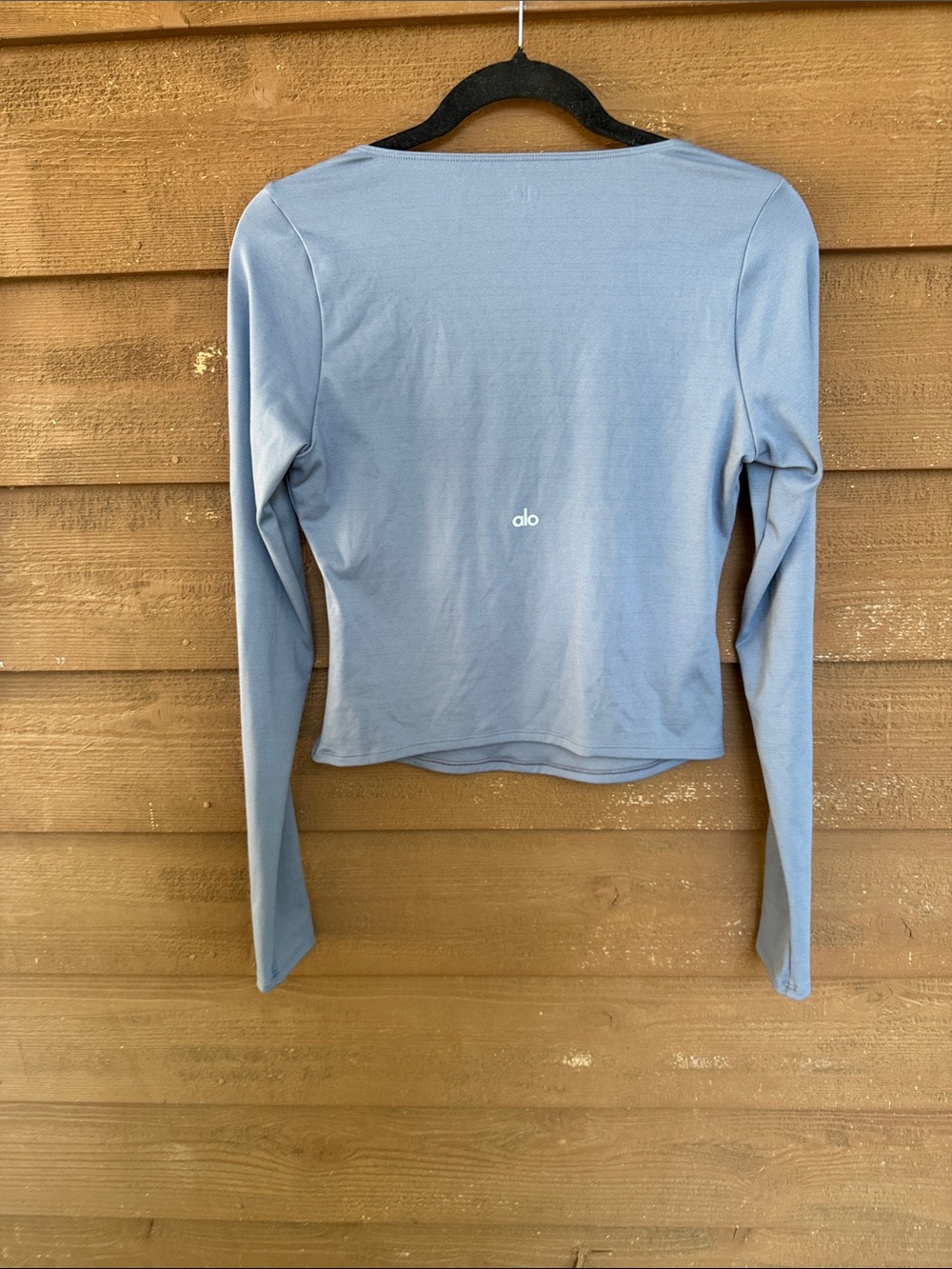 ALO Yoga Dusty Blue Long Sleeve Square Neck Top size Medium - Picture 3 of 5
